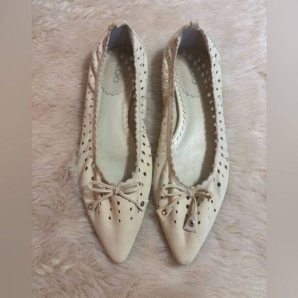 Aldo Cream Flats with Perforated Design - Picture 1 of 7